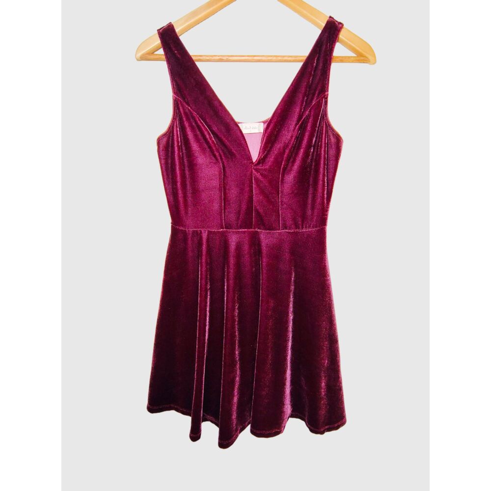 Altar’d State Burgundy Corset-Style Boning Velour Dress Whimsigoth Y2K Witchy